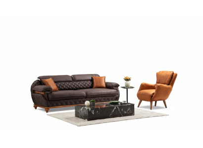 Conjunto de sala de estar moderno completo: sillón, sofá, sofá, asiento acolchado, tres plazas.