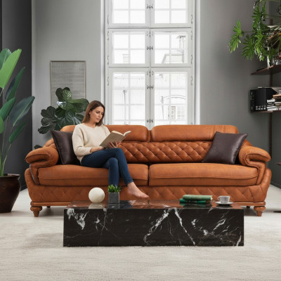 Sofá de tres plazas para la sala de estar Sofá tapizado Diseño moderno Muebles de lujo