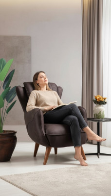 Muebles de lujo, sillón de sala de estar, asiento tapizado, diseño moderno, sillón tapizado.