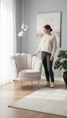 Muebles de sala de lujo con diseño de sillón moderno y tapizado nuevo.