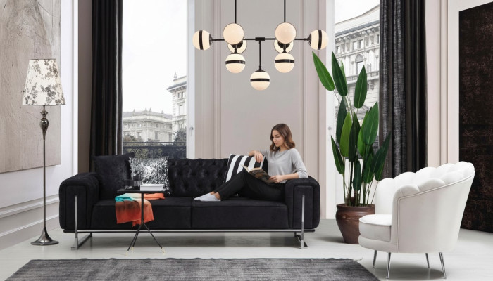 Muebles modernos para la sala de estar completo sofá de tres plazas tapizado sillón