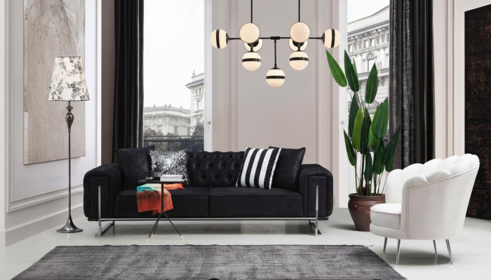 Muebles modernos para la sala de estar completo sofá de tres plazas tapizado sillón