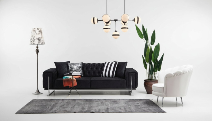 Muebles modernos para la sala de estar completo sofá de tres plazas tapizado sillón