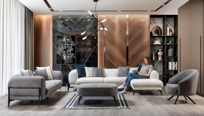 Conjunto de sala de estar 3 piezas sofá en forma de L sofá de tres plazas sillones tapizados sillón nuevo.