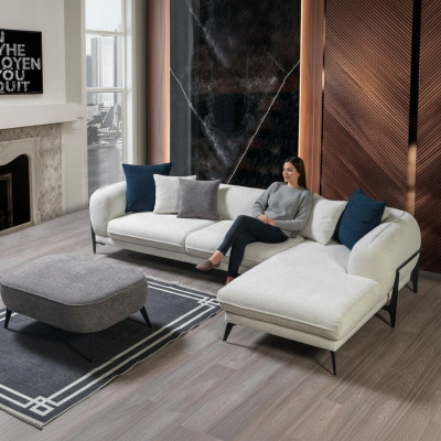 Salón sofá de esquina en forma de L Sofás tapizados de lujo Moderno Muebles Sofá Sofá