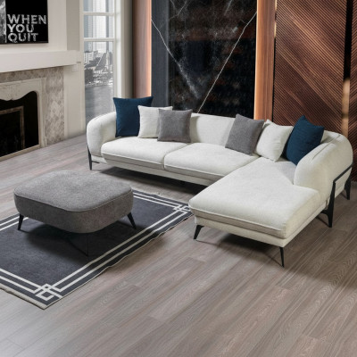 Salón sofá de esquina en forma de L Sofás tapizados de lujo Moderno Muebles Sofá Sofá