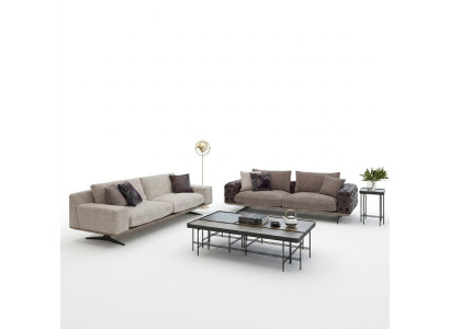 Conjunto de sala de estar de 2 piezas moderno, 2 sofás de tres plazas, muebles tapizados de lujo.