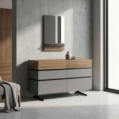 Muebles modernos para dormitorio, cómoda de lujo con espejo diseño.