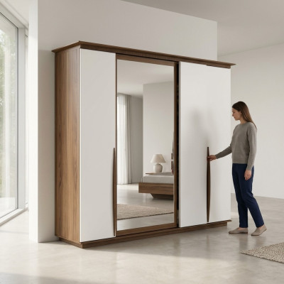 Armario de lujo para dormitorio moderno, armario de madera, diseño de muebles nuevo.