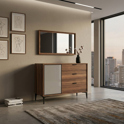Diseño moderno Muebles Dormitorio Marrón Cómoda con Espejo Lujo