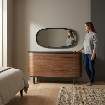 Cómoda con espejo diseño armario de lujo estilo moderno muebles de dormitorio nuevos