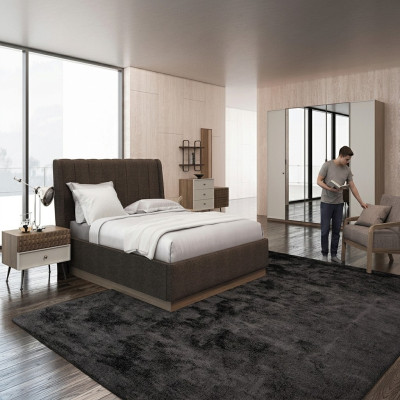 Dormitorio de lujo cama doble 2 mesitas de noche Madera Completo 6 piezas Moderno.