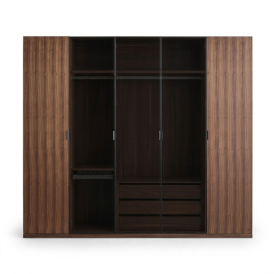 Dormitorio Moderno Armario de madera Diseño Armario Puertas de cristal
