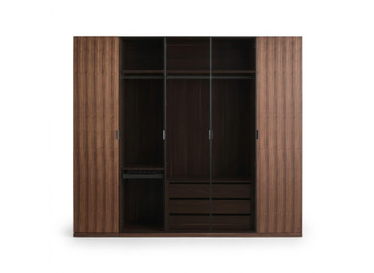 Dormitorio Moderno Armario de madera Diseño Armario Puertas de cristal
