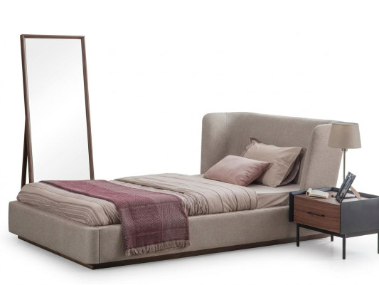 Conjunto de dormitorio de lujo con cama completa moderna y mesita de noche de madera de 2 piezas.