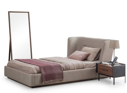 Conjunto de dormitorio de lujo con cama completa moderna y mesita de noche de madera de 2 piezas.