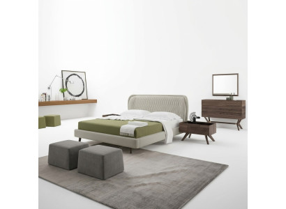 Conjunto de dormitorio de lujo de 5 piezas con cama doble, 2 mesitas de noche y cómoda de lujo con espejo.