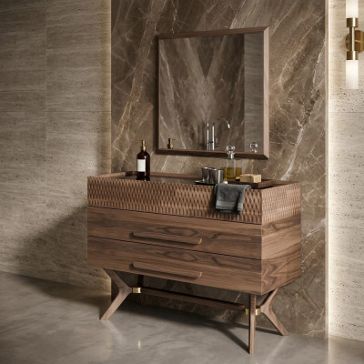 Cómoda de lujo con espejo estilo de dormitorio moderno diseño de armario de madera