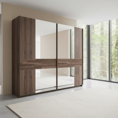 Armario de madera de lujo con diseño moderno para el dormitorio con puertas de cristal.