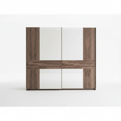 Armario de madera de lujo con diseño moderno para el dormitorio con puertas de cristal.