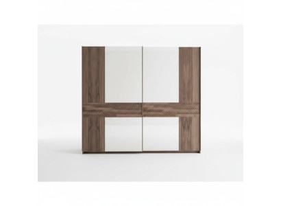 Armario de madera de lujo con diseño moderno para el dormitorio con puertas de cristal.
