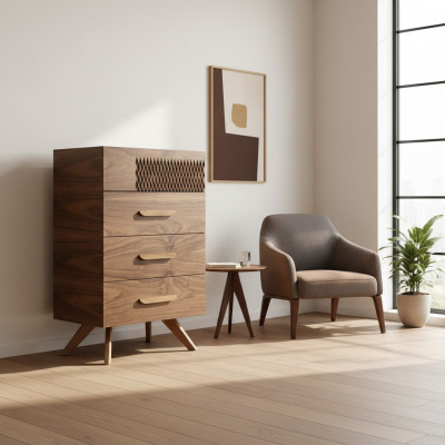 Diseño moderno de cómoda de dormitorio en estilo de lujo, armario de madera nuevo mueble.
