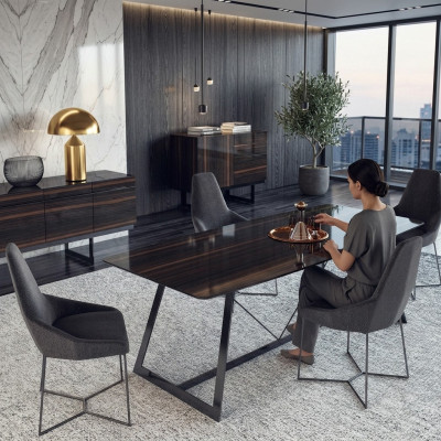 Mesa de comedor de lujo con 4 sillas, juego completo de comedor Nuevo, muebles de diseño moderno de 5 piezas.