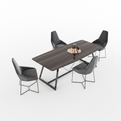 Mesa de comedor de lujo con 4 sillas, juego completo de comedor Nuevo, muebles de diseño moderno de 5 piezas.