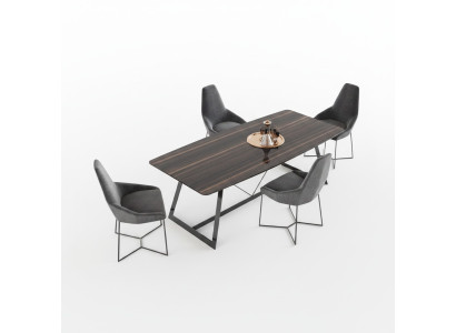 Mesa de comedor de lujo con 4 sillas, juego completo de comedor Nuevo, muebles de diseño moderno de 5 piezas.