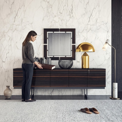 Mueble de comedor de lujo con espejo, diseño moderno completo, cómoda.