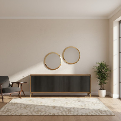 Comedor moderno Conjunto de comedor Aparador con 2 espejos Muebles de lujo de madera