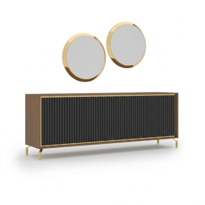 Comedor moderno Conjunto de comedor Aparador con 2 espejos Muebles de lujo de madera
