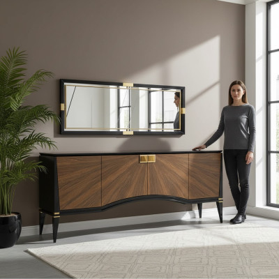 Juego de comedor de lujo con aparador y espejo, diseño de muebles modernos, nuevos.