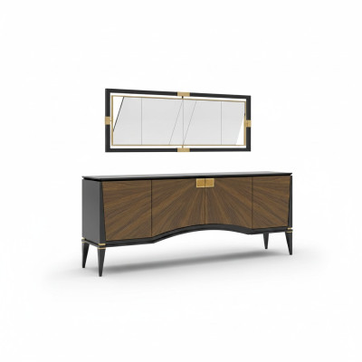 Juego de comedor de lujo con aparador y espejo, diseño de muebles modernos, nuevos.