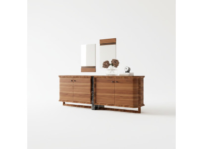 Mueble de comedor de lujo completo con 2 espejos, diseño de armario de madera.