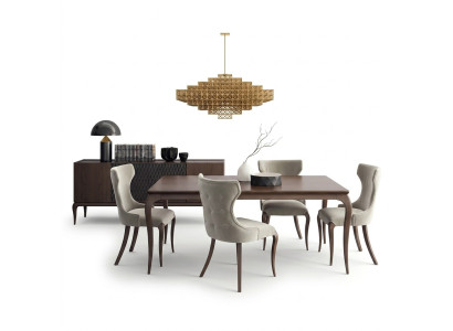 Set de comedor de lujo de 6 piezas. Nuevo. Mesa de comedor, 4 sillas, mobiliario, aparador.