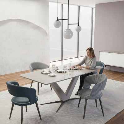 Conjunto de mesa de comedor completo sillas comedor Mobiliario del diseño moderno.