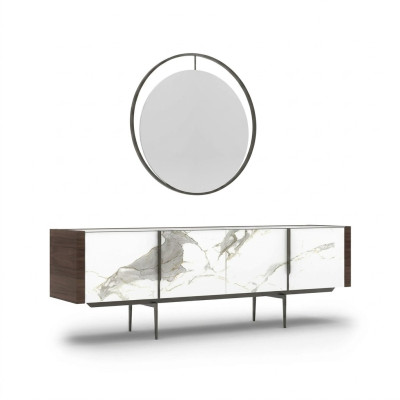 Comedor de lujo, moderno aparador con espejo diseño mobiliario nuevo.
