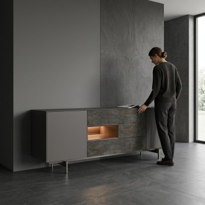 Comedor Diseño de Aparador Moderno Muebles de Lujo Madera de Mobiliario
