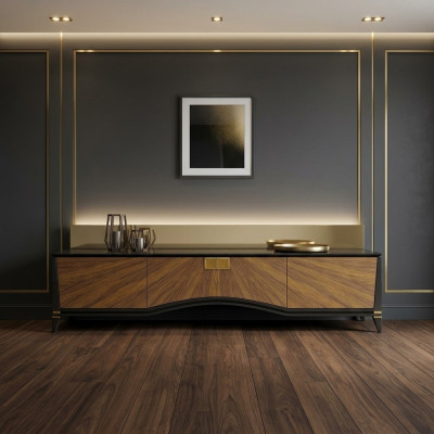 Diseño moderno de soporte de TV para sala de estar Mueble de TV de diseño moderno de madera nueva