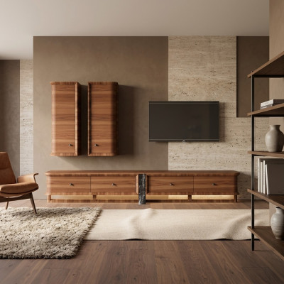 Completamente mueble de pared sala de estar Soporte para TV 2x armario de pared muebles de madera