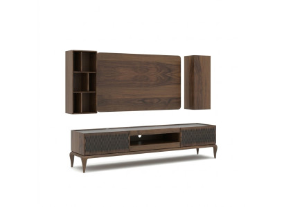 Muebles de madera para la sala de estar, set de 4 piezas, soporte de TV, estanterías, mueble de pared para TV, marco nuevo.