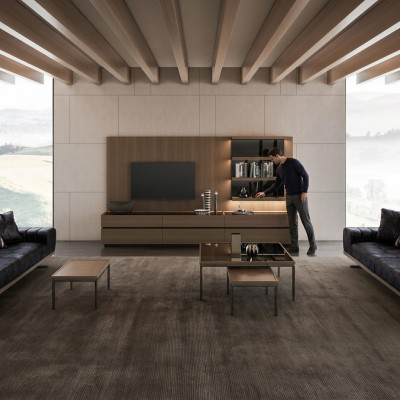 Muebles de madera sala de estar lujo pared modular moderna diseño interior nuevo