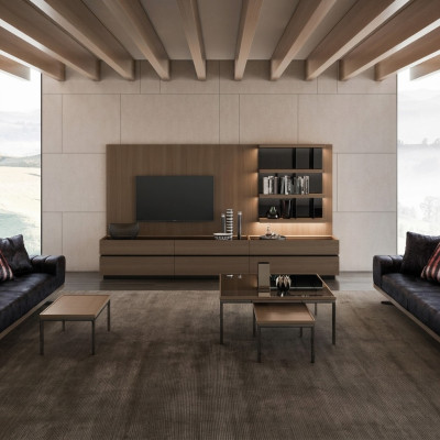 Muebles de madera sala de estar lujo pared modular moderna diseño interior nuevo