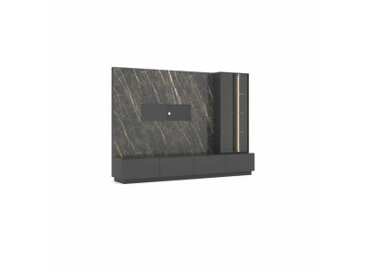 Mueble de salón de lujo de diseñador de 6 piezas en madera gris moderno.