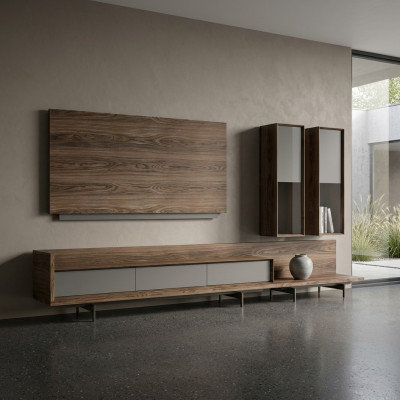 Mobiliario de salón, soporte de TV, armario de pared completo, marco de TV, diseño de interiores.
