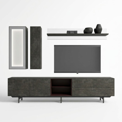 Mueble de salón moderno, soporte de TV colgante, vitrina colgante, estante de pared de lujo, muebles de salón.