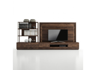 Salón de lujo, estantería para la televisión, muebles de madera, estanterías de libros, marco de televisión, nuevos.