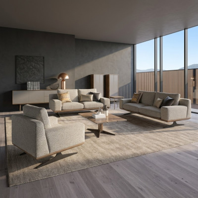 Conjunto de sofás, muebles tapizados sofá sala de estar 5 piezas mesa de centro de madera auxiliar nuevo.