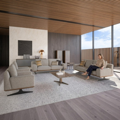 Conjunto de sala de estar de 6 piezas, 2x sofá de tres plazas moderno, 2x sillón garnitura de sofá mesa de centro.